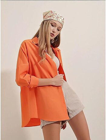 Camisa oversize de popelina con estampado y botones bdart