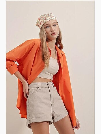 Camisa oversize de popelina con estampado y botones bdart