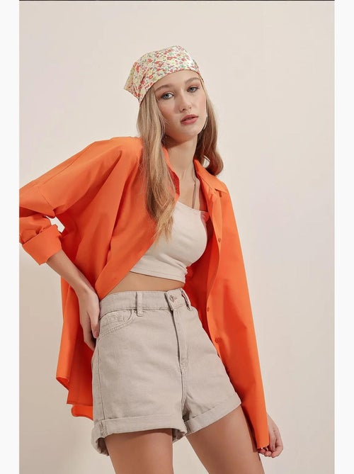 Camisa oversize de popelina con estampado y botones bdart - Kiabi Camisa oversize de popelina con estampado y botones bdart - Kiabi