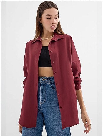 Camisa oversize de popelina con estampado y botones bdart