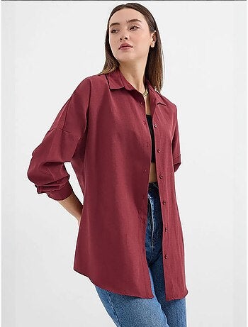 Camisa oversize de popelina con estampado y botones bdart