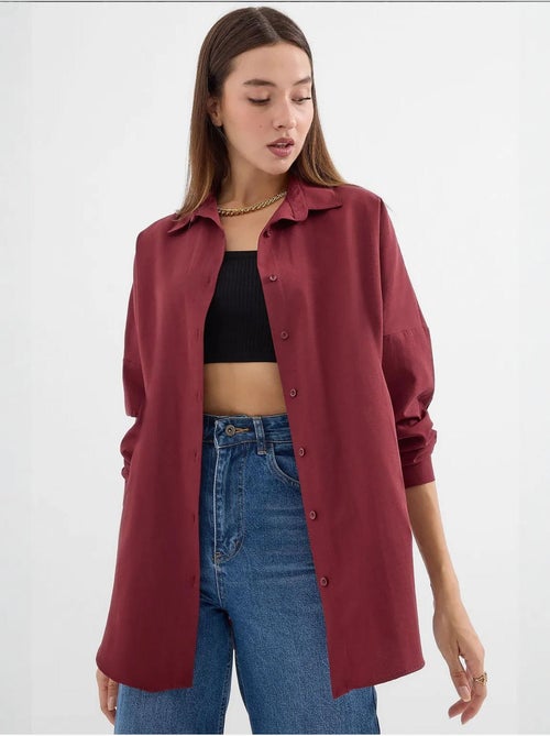Camisa oversize de popelina con estampado y botones bdart - Kiabi Camisa oversize de popelina con estampado y botones bdart - Kiabi