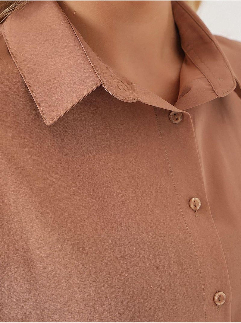 Camisa oversize de popelina con estampado y botones bdart Taupe - Kiabi