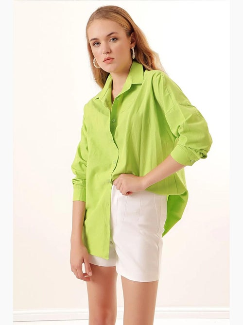 Camisa oversize de popelina con estampado y botones bdart - Kiabi Camisa oversize de popelina con estampado y botones bdart - Kiabi