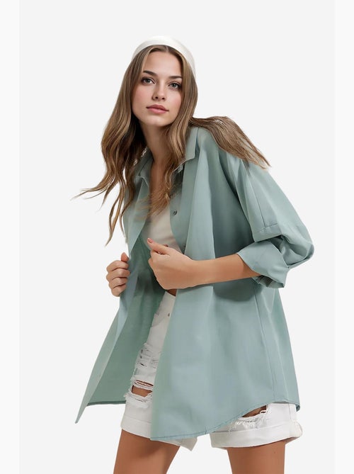 Camisa oversize de popelina con estampado y botones bdart - Kiabi Camisa oversize de popelina con estampado y botones bdart - Kiabi