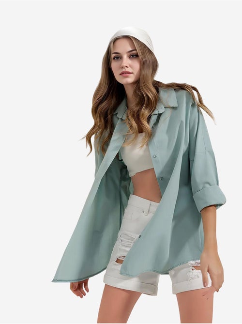 Camisa oversize de popelina con estampado y botones bdart - Kiabi Camisa oversize de popelina con estampado y botones bdart - Kiabi