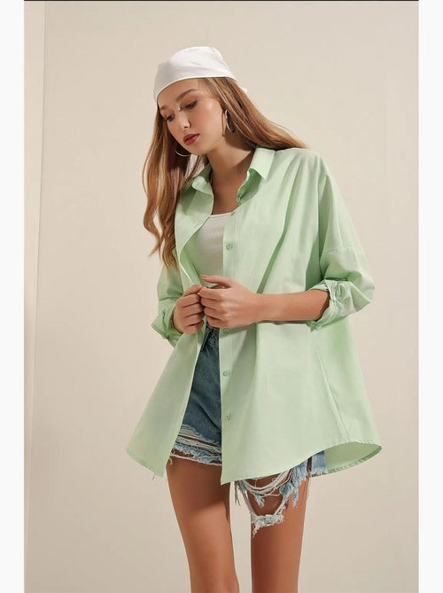 Camisa oversize de popelina con estampado y botones bdart - Kiabi Camisa oversize de popelina con estampado y botones bdart - Kiabi