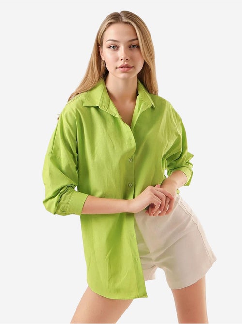 Camisa oversize de popelina con estampado y botones bdart - Kiabi Camisa oversize de popelina con estampado y botones bdart - Kiabi