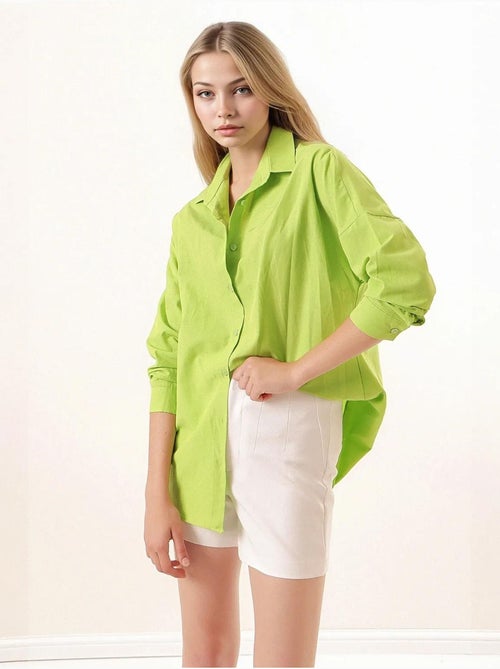 Camisa oversize de popelina con estampado y botones bdart - Kiabi Camisa oversize de popelina con estampado y botones bdart - Kiabi