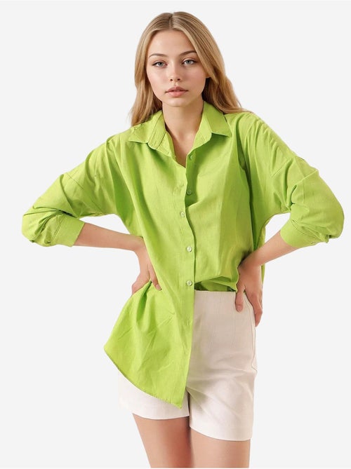 Camisa oversize de popelina con estampado y botones bdart - Kiabi Camisa oversize de popelina con estampado y botones bdart - Kiabi