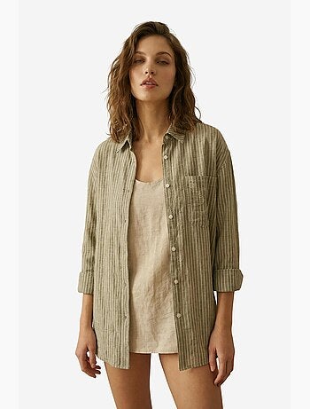 Camisa oversize de popelina de algodón a rayas de manga larga my fashion