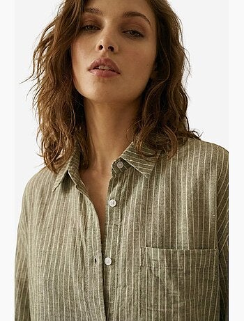 Camisa oversize de popelina de algodón a rayas de manga larga my fashion