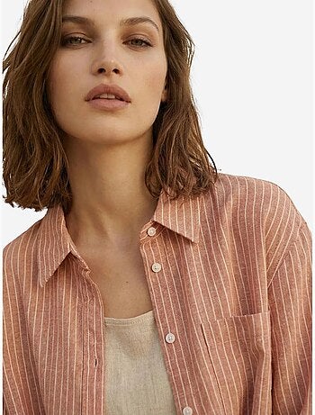 Camisa oversize de popelina de algodón a rayas de manga larga my fashion