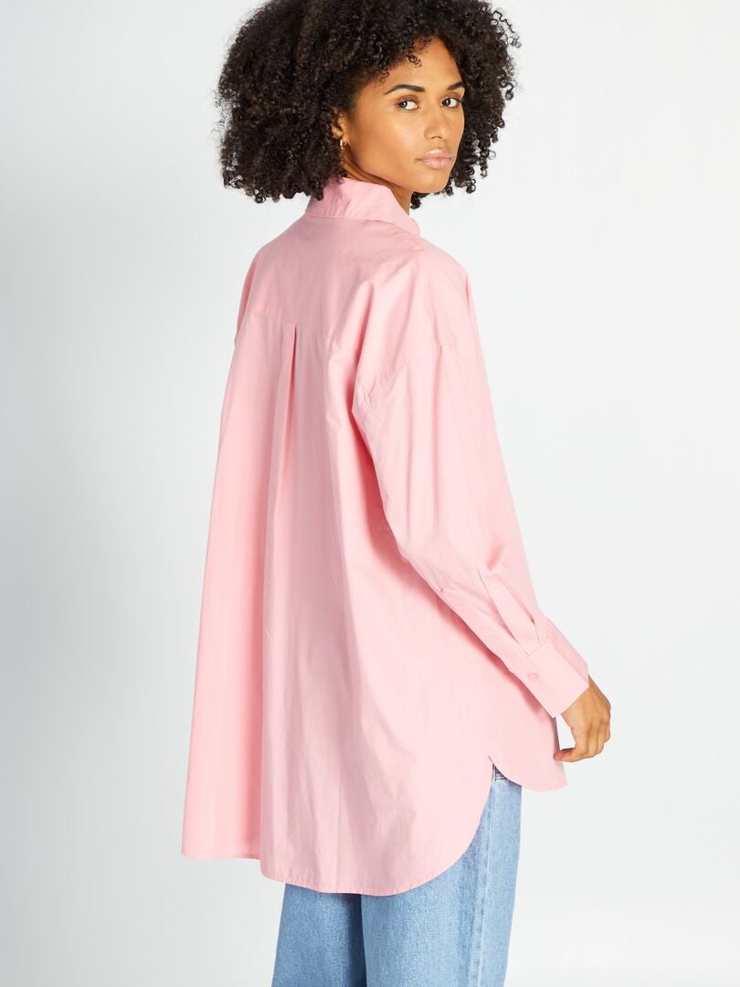 Camisa oversize de popelina Rosa - Kiabi