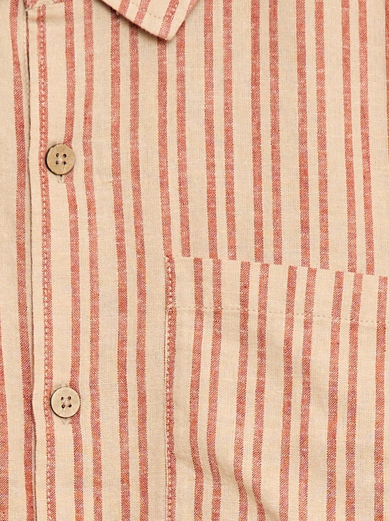 Camisa oversize de rayas Beige - Kiabi