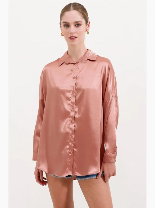 Camisa oversize de satén con botones delanteros bdart - Kiabi