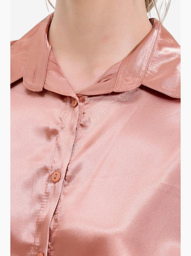 Camisa oversize de satén con botones delanteros bdart Rosa viejo - Kiabi