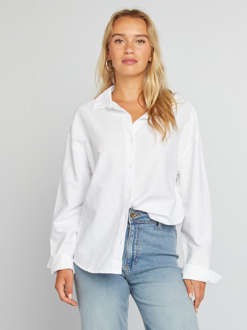 Camisa oversize oxford blanco - Kiabi