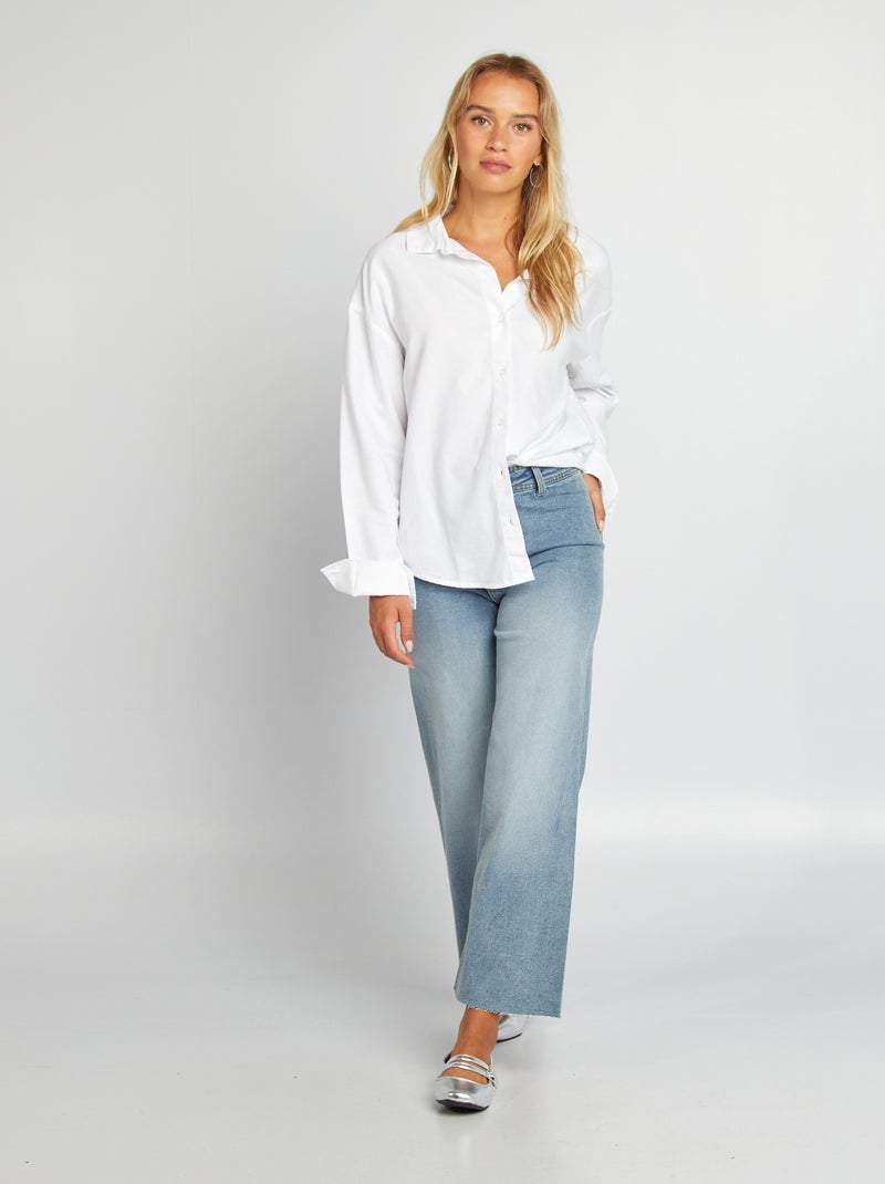 Camisa oversize oxford blanco - Kiabi