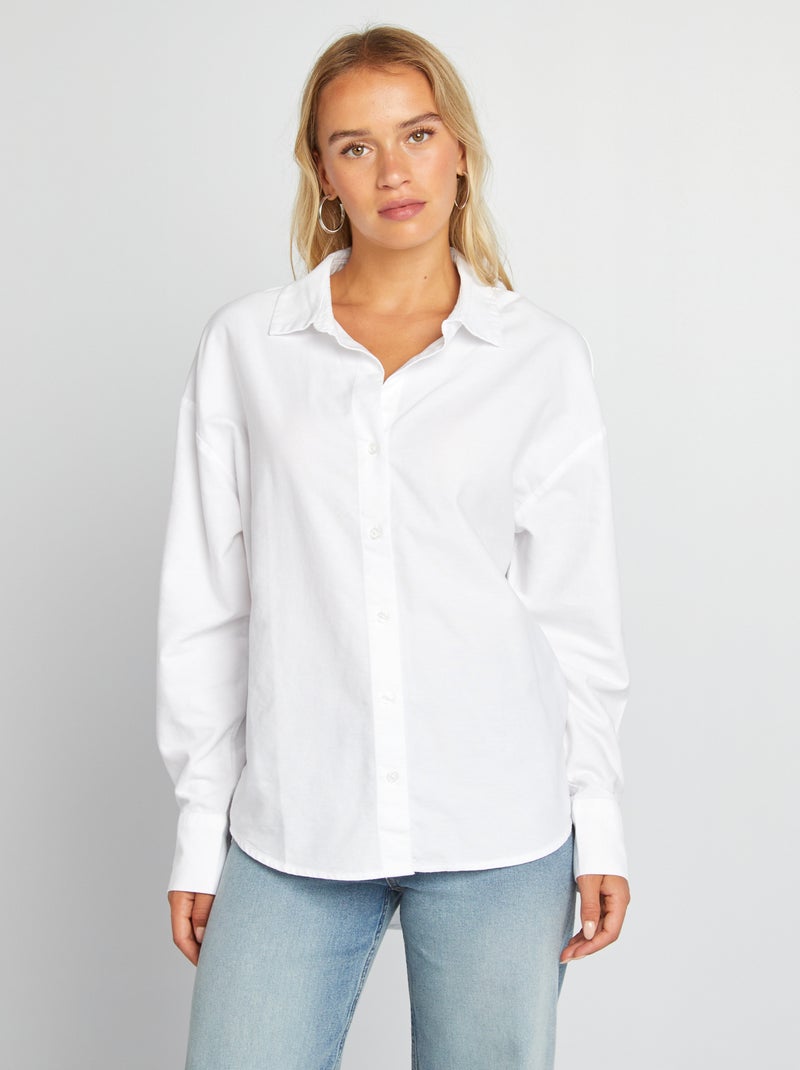 Camisa oversize oxford blanco - Kiabi