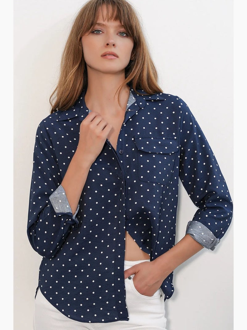 Camisa oversize tejida de lunares bdart Azul marino - Kiabi