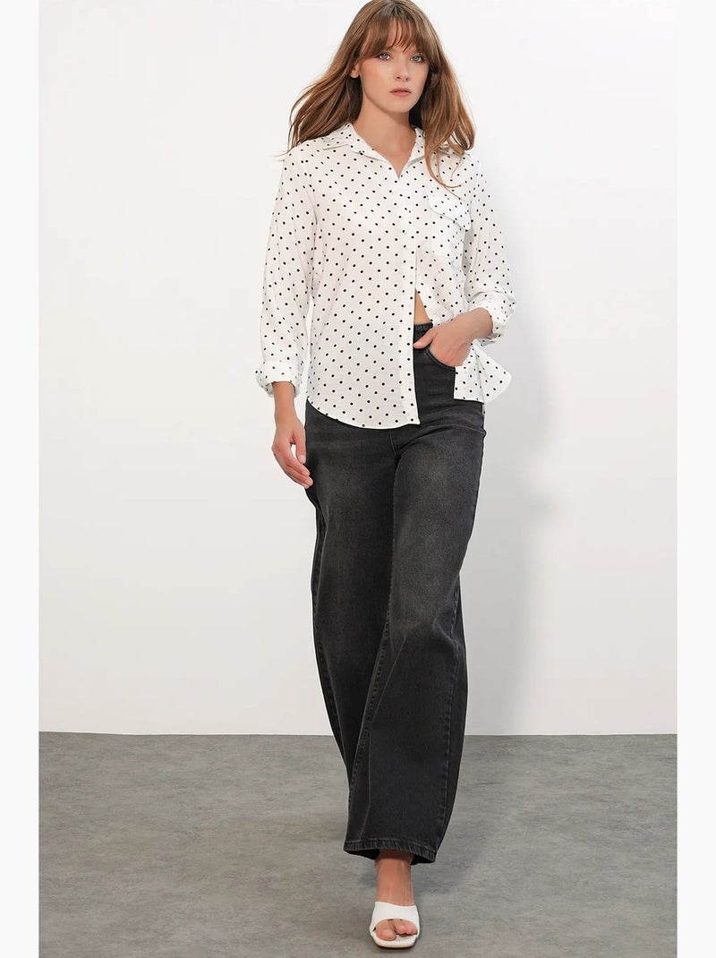 Camisa oversize tejida de lunares bdart Blanco roto - Kiabi
