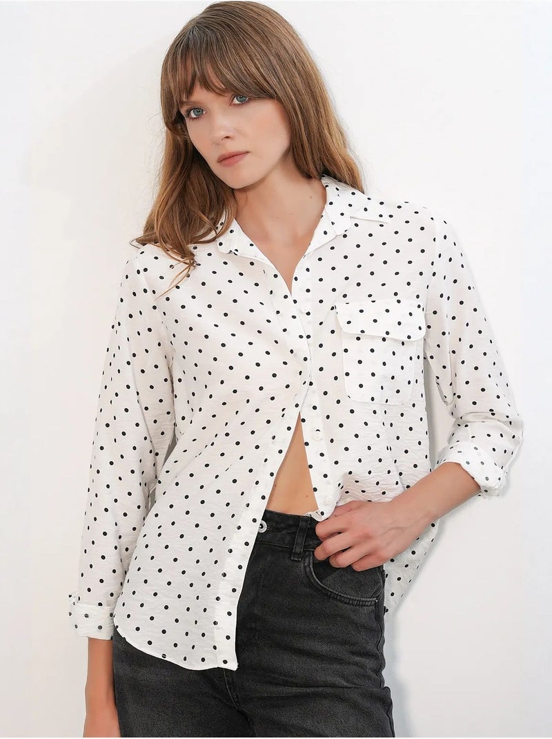 Camisa oversize tejida de lunares bdart Blanco roto - Kiabi