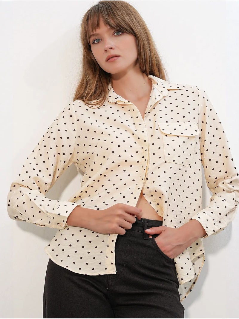 Camisa oversize tejida de lunares bdart Crema - Kiabi