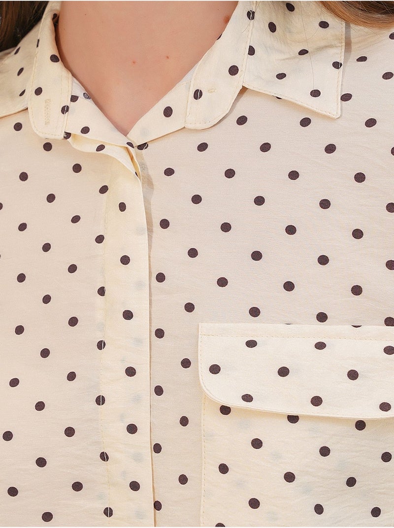 Camisa oversize tejida de lunares bdart Crema - Kiabi