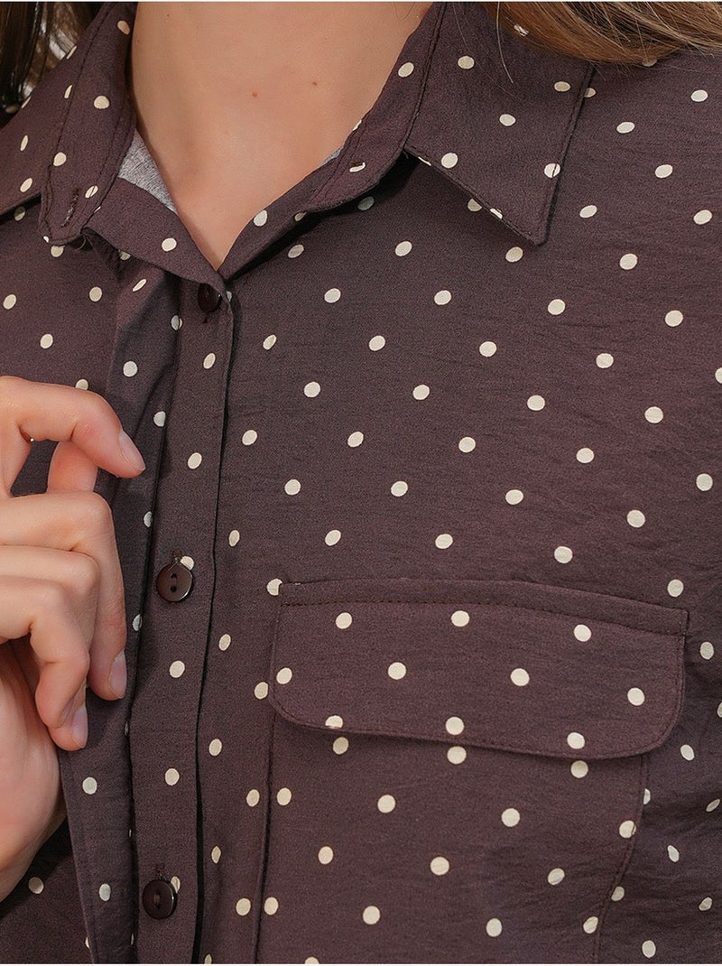 Camisa oversize tejida de lunares bdart Marrón chocolate - Kiabi