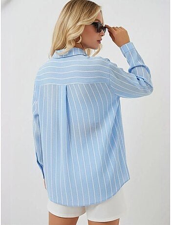 Camisa oversize texturizada de rayas con cierre de botones bdart