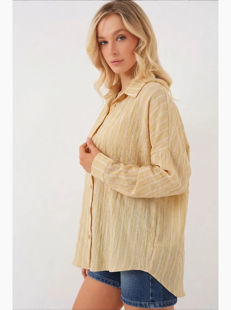 Camisa oversize texturizada de rayas con cierre de botones bdart Multicolor - Kiabi