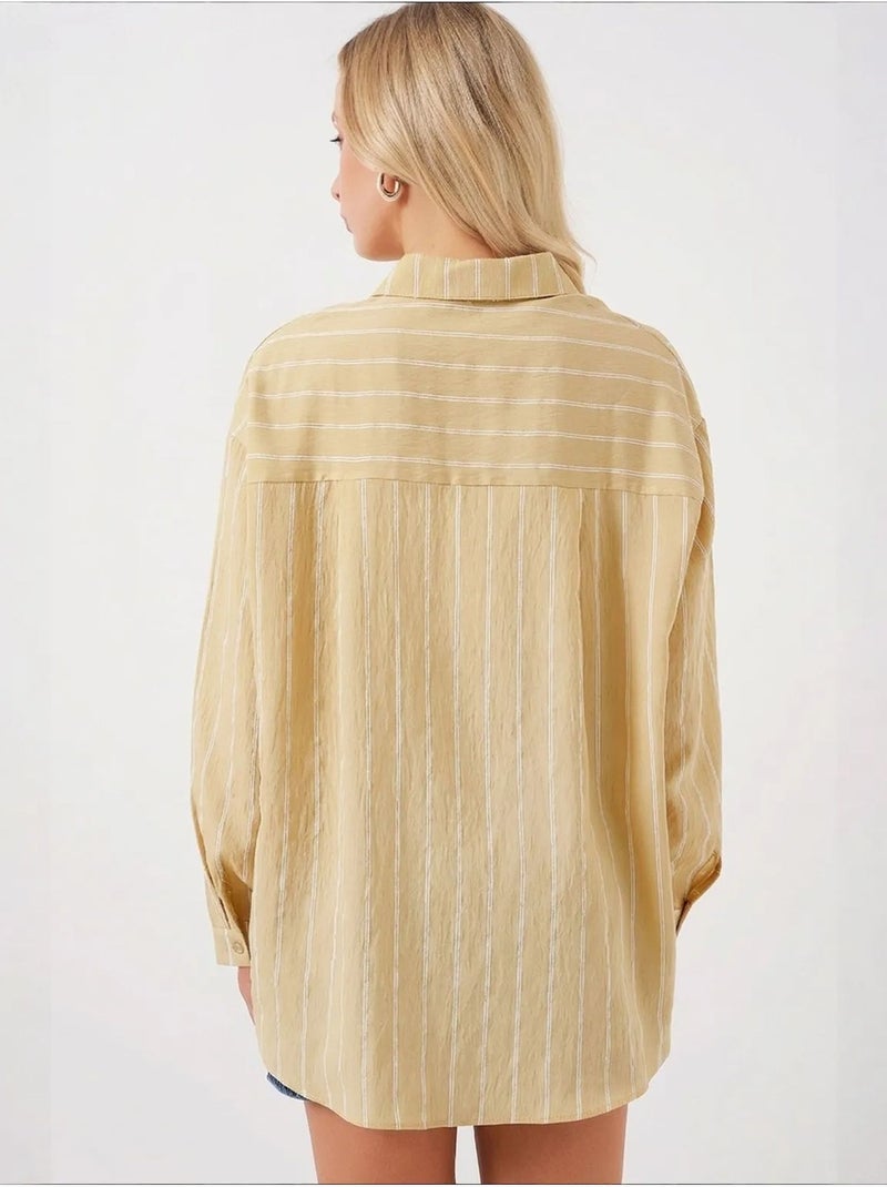 Camisa oversize texturizada de rayas con cierre de botones bdart Multicolor - Kiabi