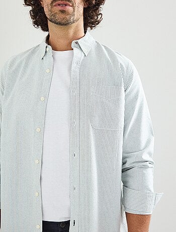 Camisa Oxford a rayas y manga larga, MO Fashion