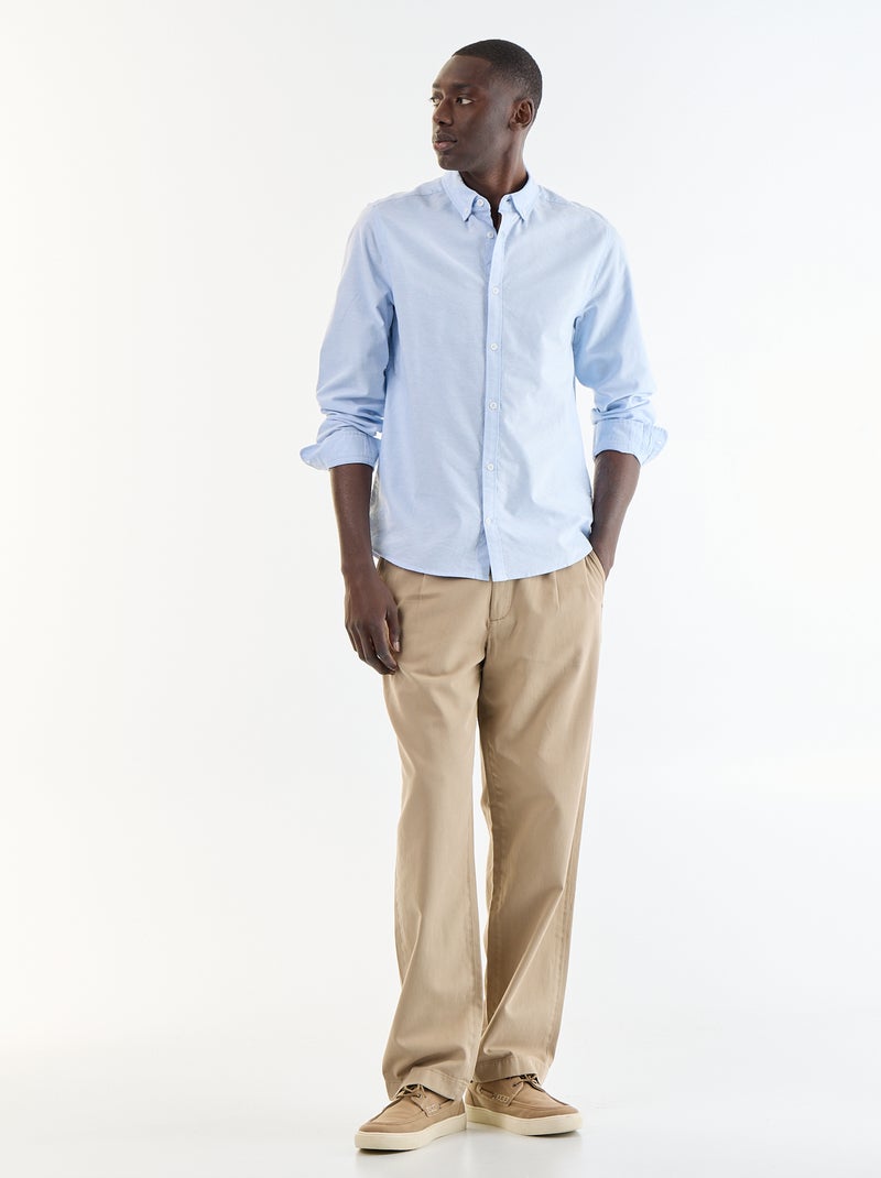 Camisa oxford con abertura abotonada Azul - Kiabi