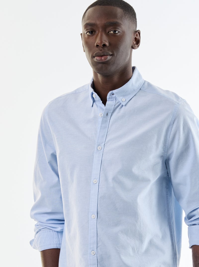 Camisa oxford con abertura abotonada Azul - Kiabi