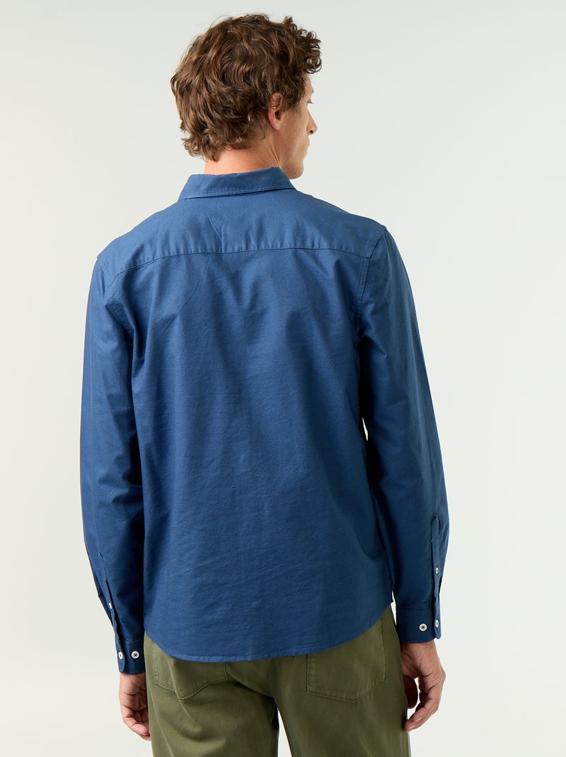 Camisa oxford con abertura abotonada Azul - Kiabi