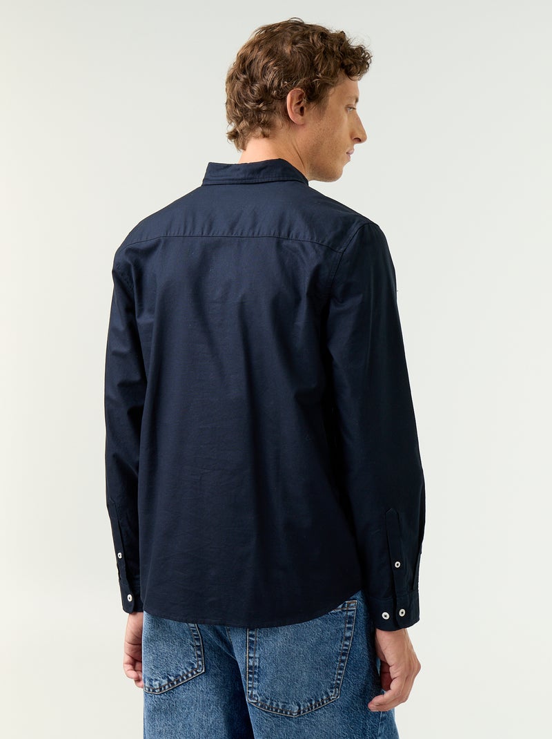 Camisa oxford con abertura abotonada Azul - Kiabi