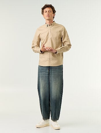 Camisa oxford con abertura abotonada