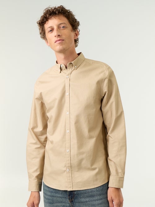 Camisa oxford con abertura abotonada - Kiabi Camisa oxford con abertura abotonada - Kiabi