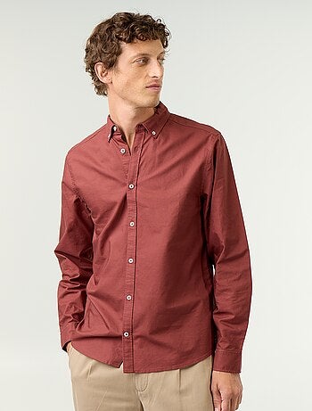 Camisa oxford con abertura abotonada