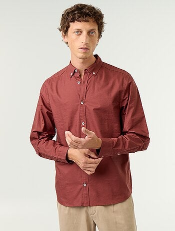 Camisa oxford con abertura abotonada