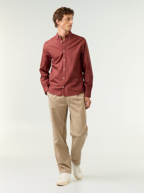 Camisa oxford con abertura abotonada - Kiabi Camisa oxford con abertura abotonada - Kiabi