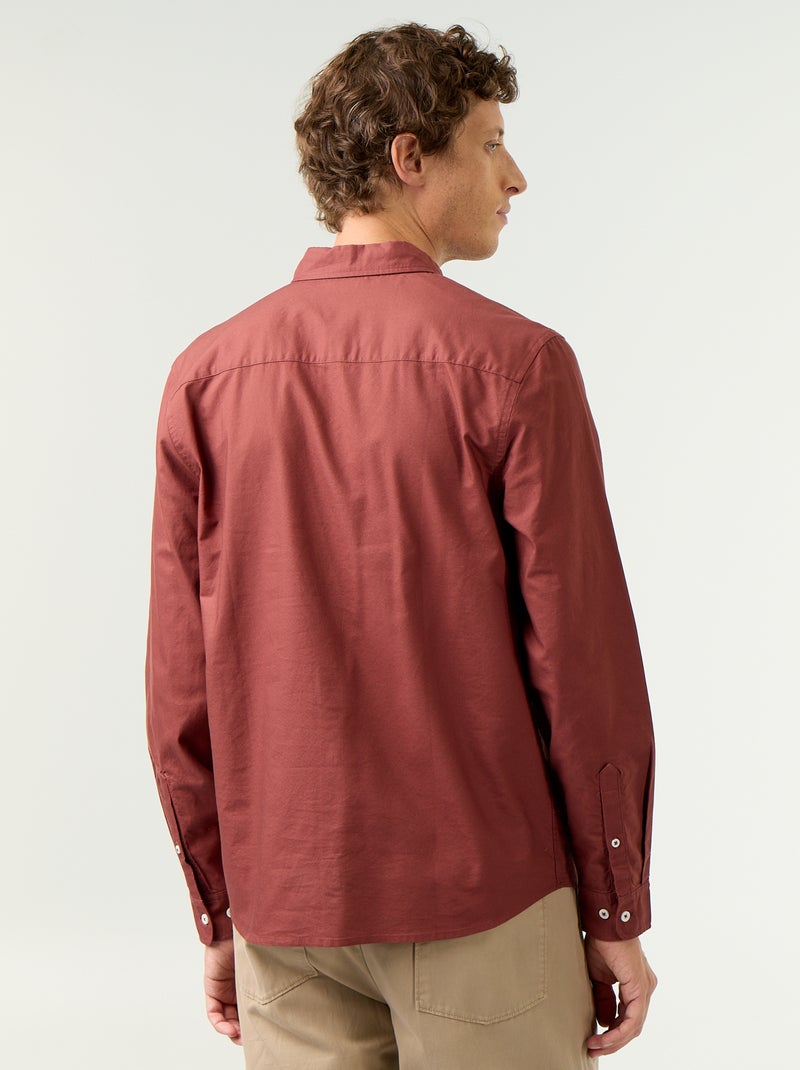 Camisa oxford con abertura abotonada Marron - Kiabi