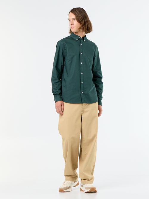 Camisa oxford con abertura abotonada - Kiabi
