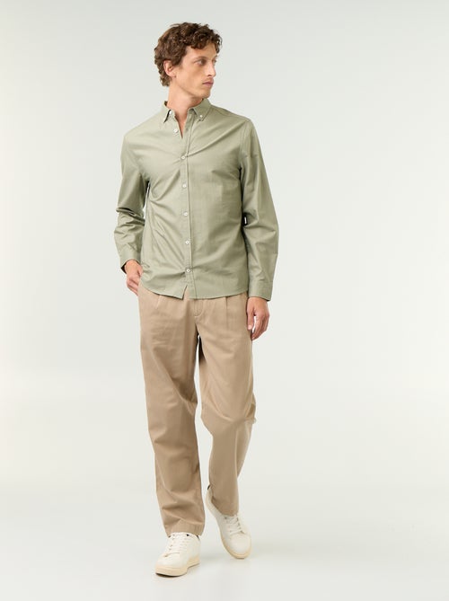 Camisa oxford con abertura abotonada - Kiabi