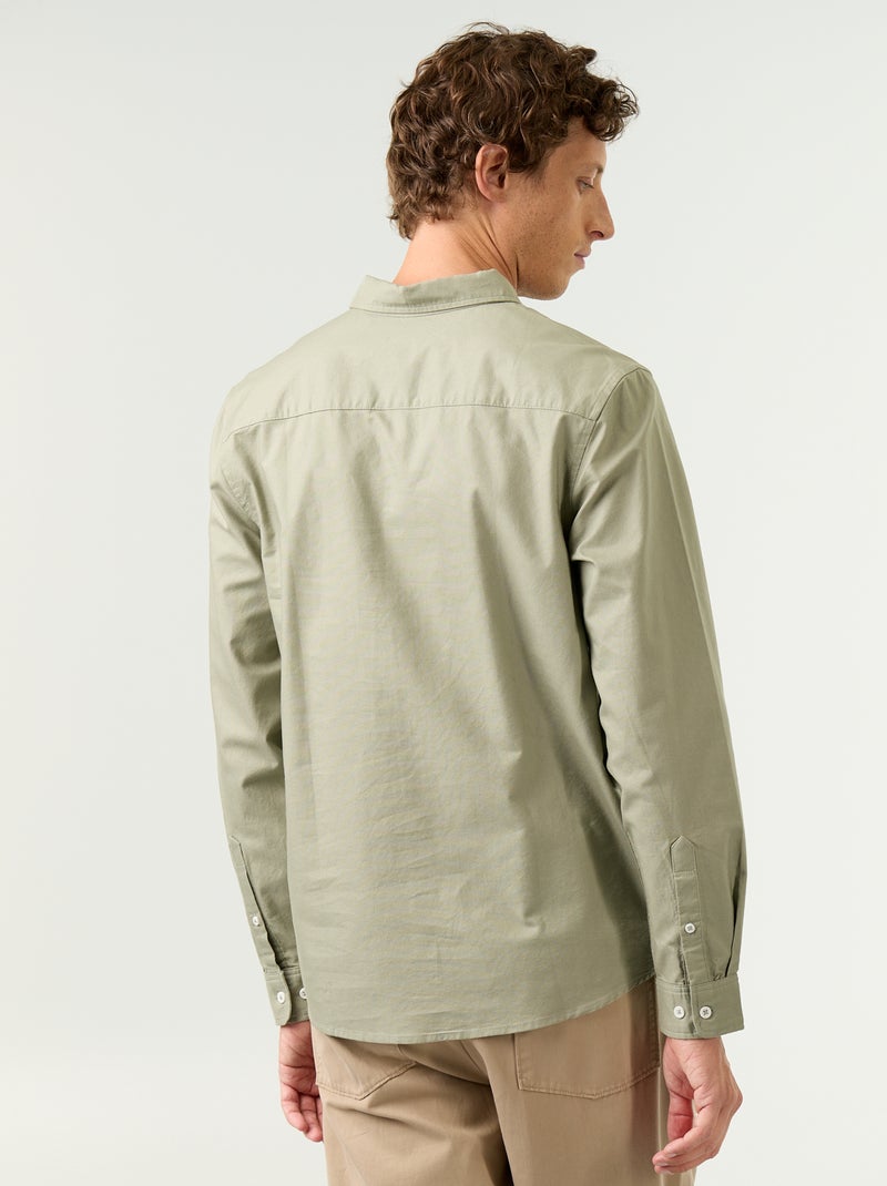 Camisa oxford con abertura abotonada Verde - Kiabi