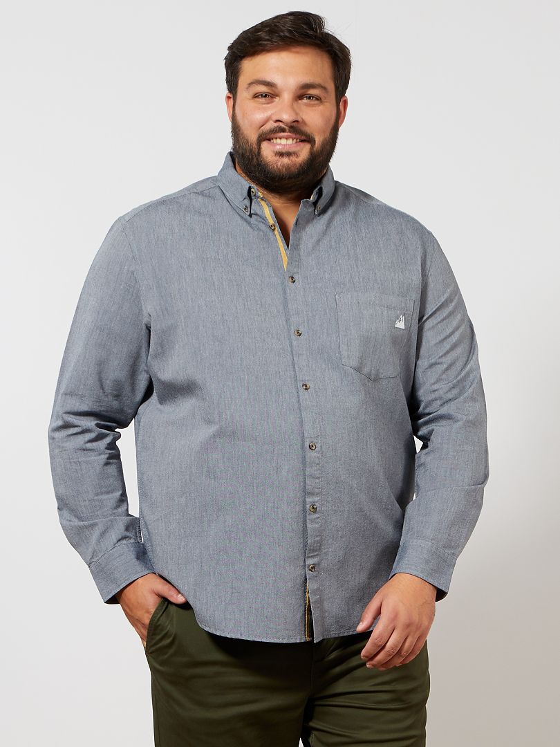 Camisa Oxford con bolsillo bordado AZUL - Kiabi