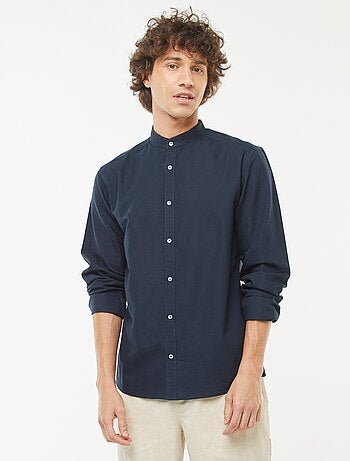Camisa oxford con cuello mao