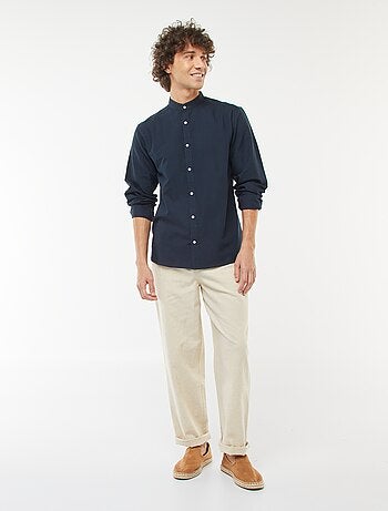 Camisa oxford con cuello mao
